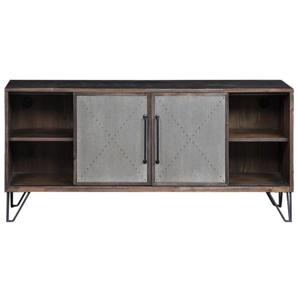 Three Drawer Media Cabinet in Grey and Brown - HER Home Design Boutique
